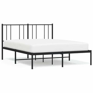 vidaXL Cadre de lit m&eacute;tal sans matelas avec t&ecirc;te de lit noir 120x200cm