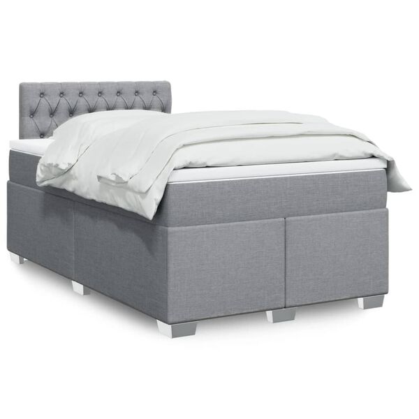 vidaXL Sommier &agrave; lattes de lit et matelas gris clair 120x190 cm tissu