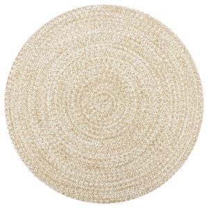 vidaXL Tapis fait &agrave; la main Jute Blanc et naturel 90 cm