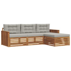 vidaXL Ensemble de canap&eacute;s d'ext&eacute;rieur 4 pc Gris Naturel et Clair