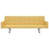 vidaXL Canap&eacute;-lit avec accoudoir Jaune Polyester