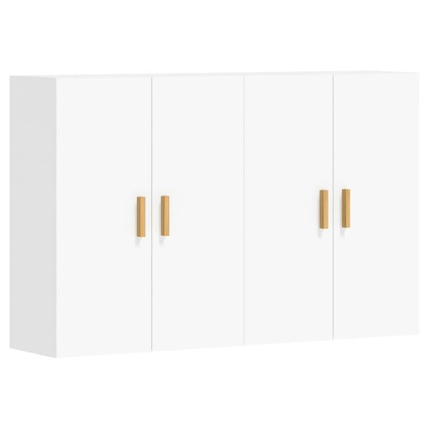 vidaXL Armoires murales 2 pcs blanc bois d'ing&eacute;nierie