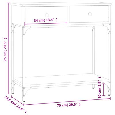 vidaXL Table console chêne marron 75x34,5x75 cm bois d'ingénierie