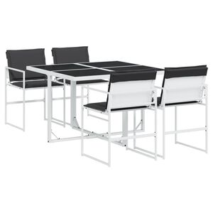 vidaXL Ensemble &agrave; manger de jardin avec coussins 5 pcs blanc textil&egrave;ne