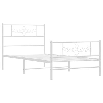 vidaXL Cadre de lit métal sans matelas et pied de lit blanc 100x190 cm