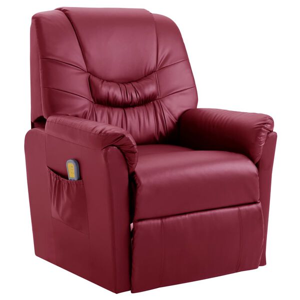 vidaXL Fauteuil de massage inclinable rouge bordeaux similicuir