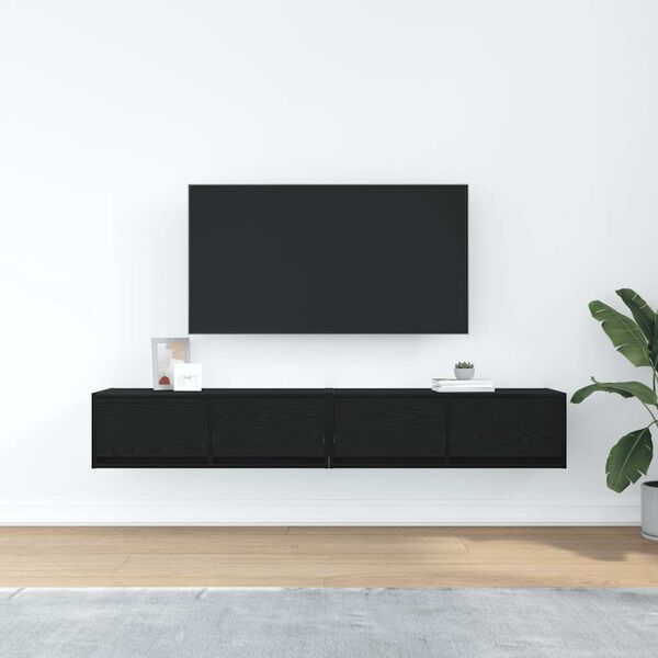 vidaXL Meuble TV 2 pcs ch&ecirc;ne noir 80x31x25,5 cm bois d'ing&eacute;nierie