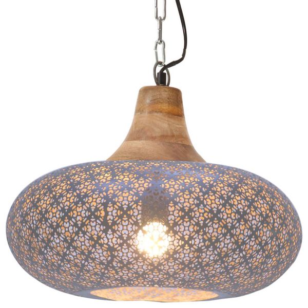 vidaXL Lampe suspendue industrielle Gris Fer et bois solide 40 cm E27