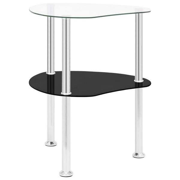 vidaXL Table 2 niveaux Transparent et noir 38x38x50 cm Verre tremp&eacute;