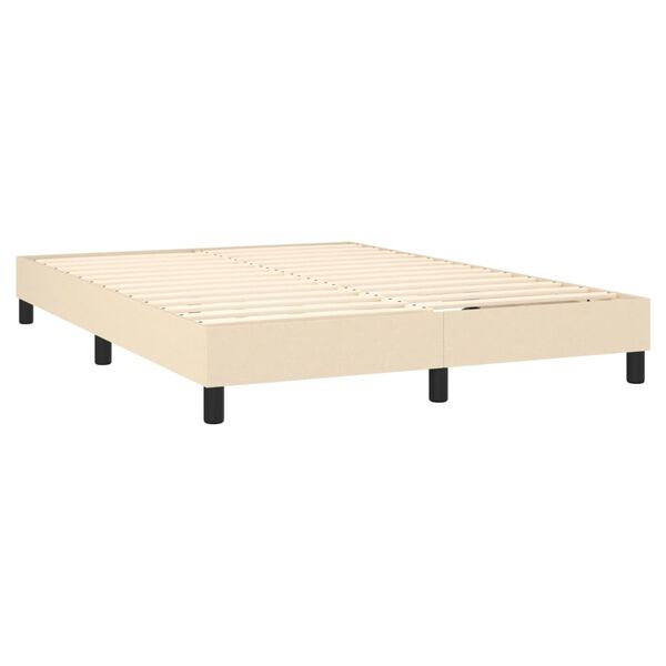vidaXL Sommier &agrave; lattes de lit avec matelas Cr&egrave;me 140x200 cm Tissu