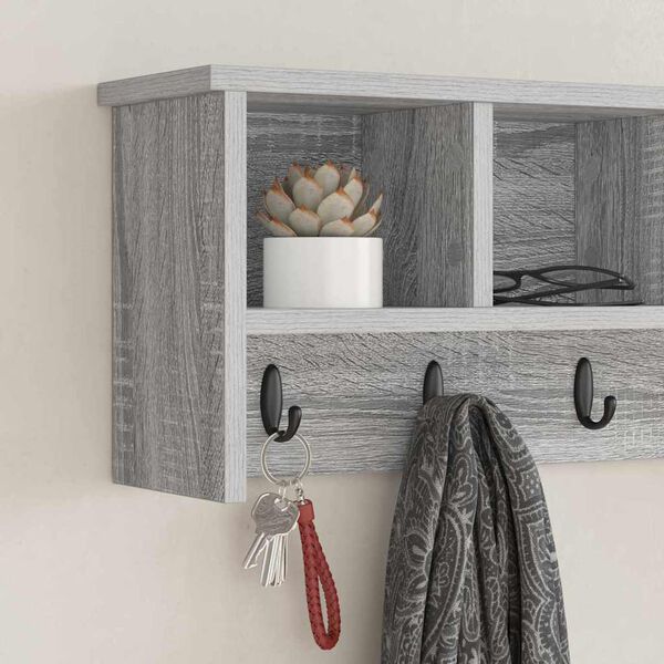 vidaXL Porte-manteau mural avec &eacute;tag&egrave;re Sonoma gris 75 x 16 x 26 cm