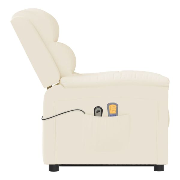 vidaXL Fauteuil de massage Cr&egrave;me Similicuir