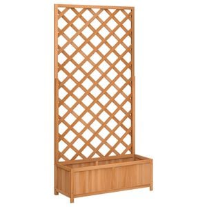 vidaXL Jardini&egrave;re avec treillis marron 90x35x180 cm bois massif de sapin