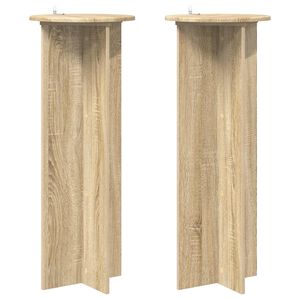 vidaXL Support de Plante 2 pi&egrave;ces Ch&ecirc;ne Sonoma &Oslash;40 x 100 cm