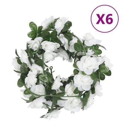 vidaXL Guirlandes de fleurs de Noël 6 pcs blanc 240 cm