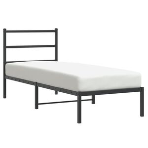 vidaXL Cadre de lit m&eacute;tal sans matelas avec t&ecirc;te de lit noir 75x190 cm