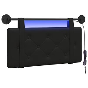 vidaXL T&ecirc;te de lit suspendue Avec lumi&egrave;re LED Noir Simili cuir
