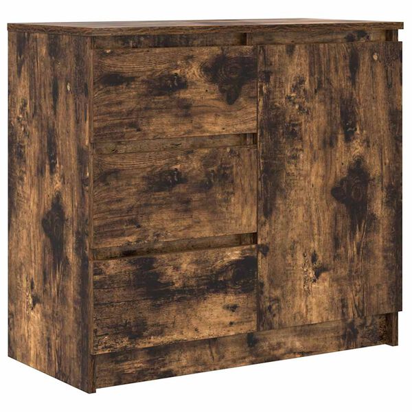 vidaXL Buffet avec tiroir ch&ecirc;ne fum&eacute; 71x35x65 cm bois d'ing&eacute;nierie