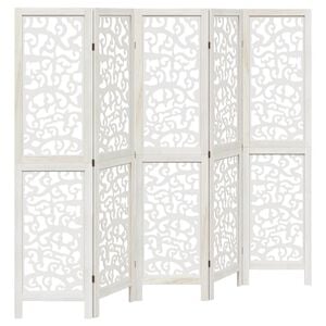 vidaXL Cloison de s&eacute;paration 5 panneaux blanc bois de paulownia massif