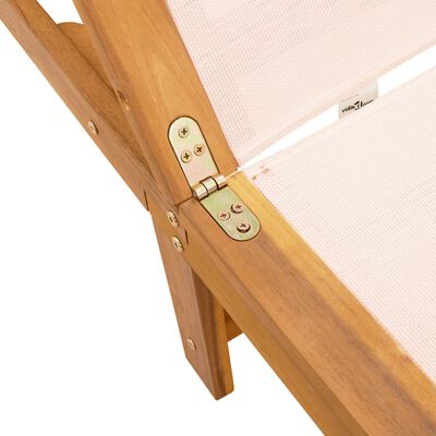 vidaXL Chaises longues lot de 2 crème bois acacia solide et textilène