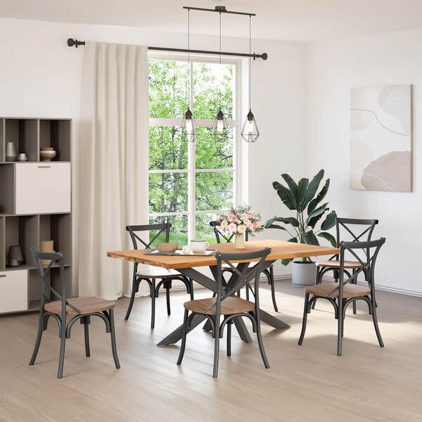 vidaXL Table &agrave; manger marron clair bois de ch&ecirc;ne massif rectangulaire