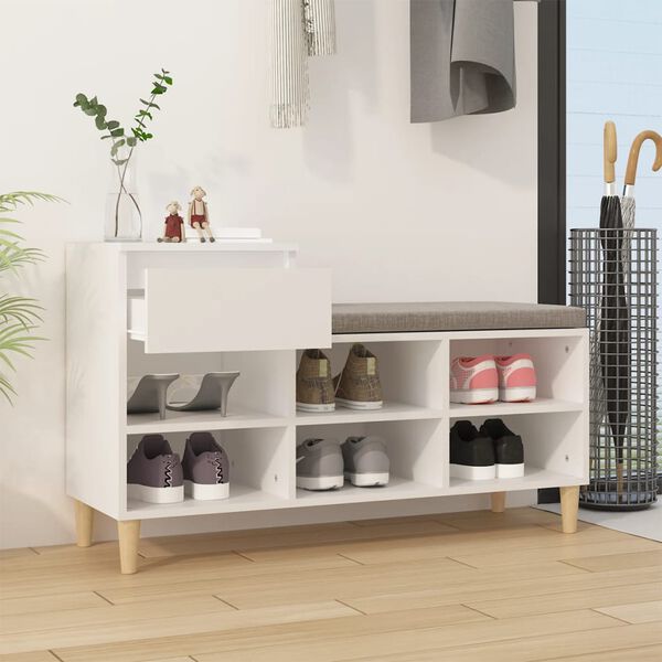 vidaXL Armoire à chaussures Blanc 102x36x60 cm Bois d'ingénierie