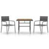 vidaXL Mobilier &agrave; d&icirc;ner d'ext&eacute;rieur 3 pcs R&eacute;sine tress&eacute;e Gris