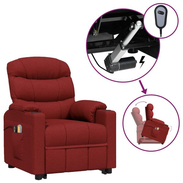 vidaXL Fauteuil de massage Rouge bordeaux Tissu