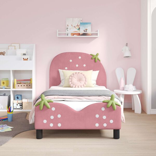 vidaXL Cadre de lit pour enfants avec t&ecirc;te de lit Rose 80 x 160 cm