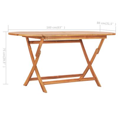 vidaXL Table pliable de jardin 160x80x75 cm Bois de teck solide