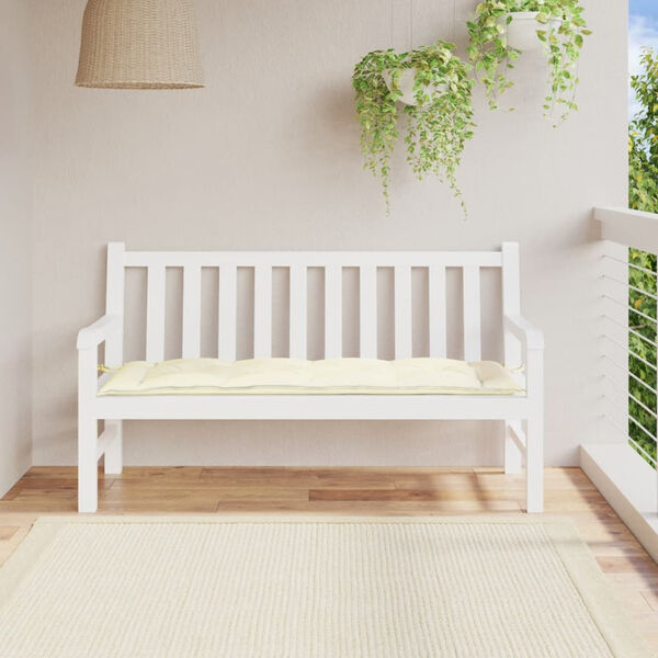 vidaXL Coussin de banc de jardin blanc cr&egrave;me 150x50x7 cm tissu oxford