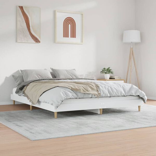 vidaXL Cadre de lit sans matelas blanc 140x200 cm bois d'ingénierie