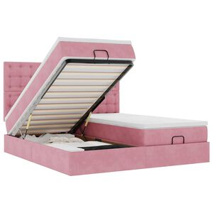 vidaXL Cadre de lit ottoman avec matelas rose 200x200 cm velours