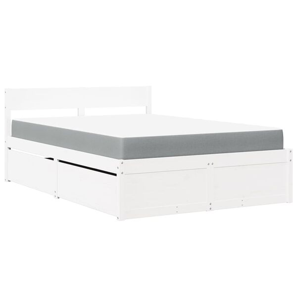 vidaXL Lit avec tiroirs et matelas blanc 120x190 cm bois massif de pin