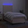 vidaXL Sommier &agrave; lattes de lit et matelas et LED Cr&egrave;me 90x200 cm Tissu