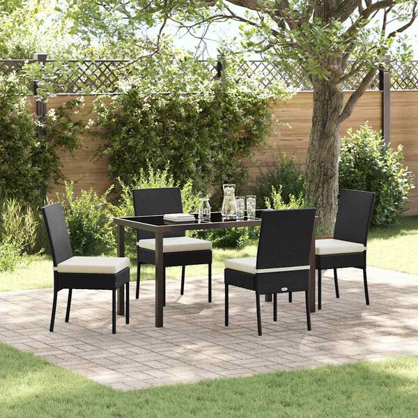 vidaXL Ensemble de salle &agrave; manger pour jardin 5 pcs Noir