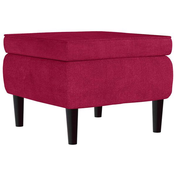 vidaXL Tabouret avec pieds en bois Rouge bordeaux Velours