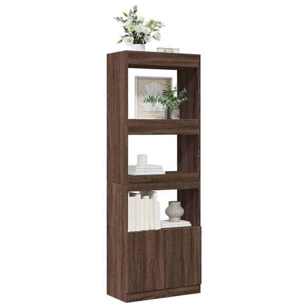 vidaXL Buffet haut 63x33x180 cm ch&ecirc;ne marron bois d'ing&eacute;nierie