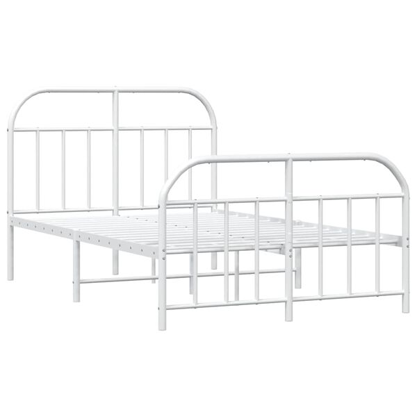 vidaXL Cadre de lit m&eacute;tal sans matelas et pied de lit blanc 120x200 cm