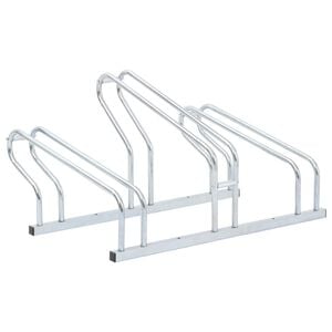 vidaXL Support de v&eacute;lo au sol autoportant pour 3 v&eacute;los acier galvanis&eacute;