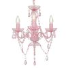 vidaXL Lustre avec perles Rose Rond 3 x E14