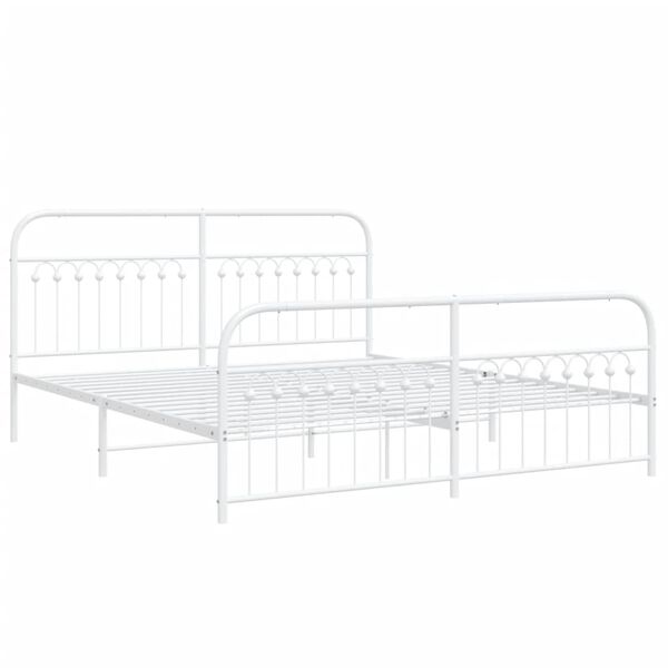 vidaXL Cadre de lit m&eacute;tal sans matelas et pied de lit blanc 183x213 cm