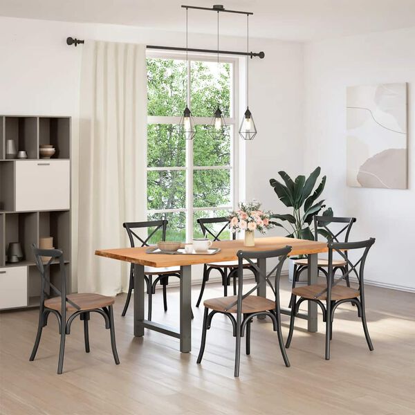 vidaXL Table &agrave; manger marron clair bois de ch&ecirc;ne massif rectangulaire