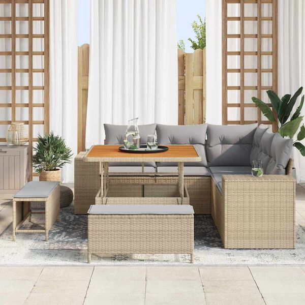 vidaXL Ensemble de canap&eacute; de jardin 8 pcs Beige et Gris clair