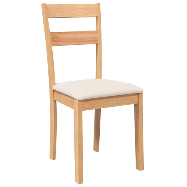 vidaXL Chaises &agrave; manger coussins 2 pcs naturel bois massif caoutchouc