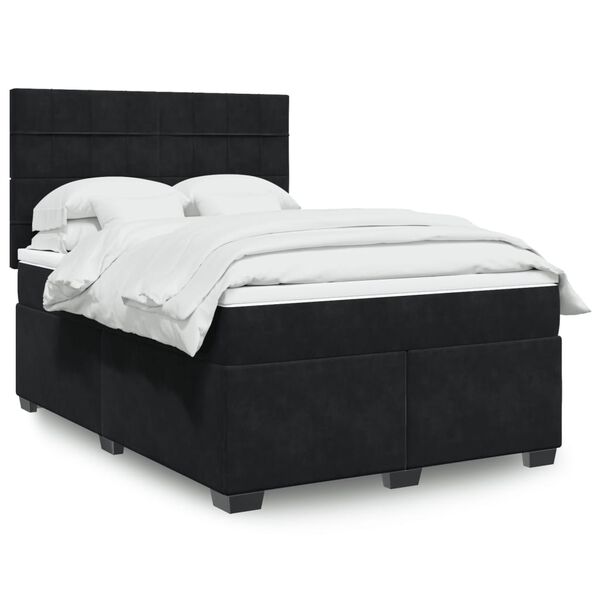 vidaXL Sommier à lattes de lit avec matelas Noir 140x190 cm Velours