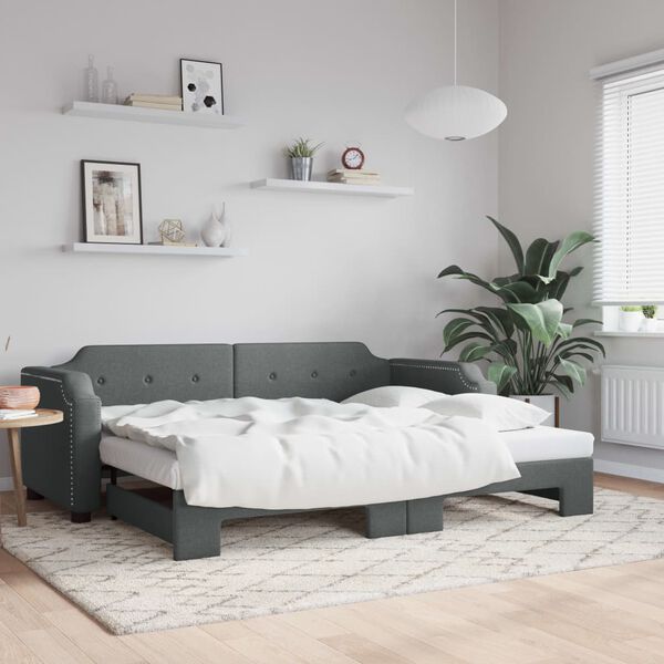 vidaXL Lit de jour avec gigogne sans matelas gris foncé 90x190 cm
