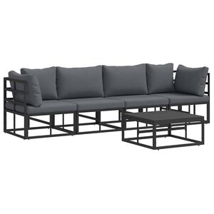 vidaXL Ensemble de canap&eacute; de jardin 5 pcs Noir M&eacute;tal