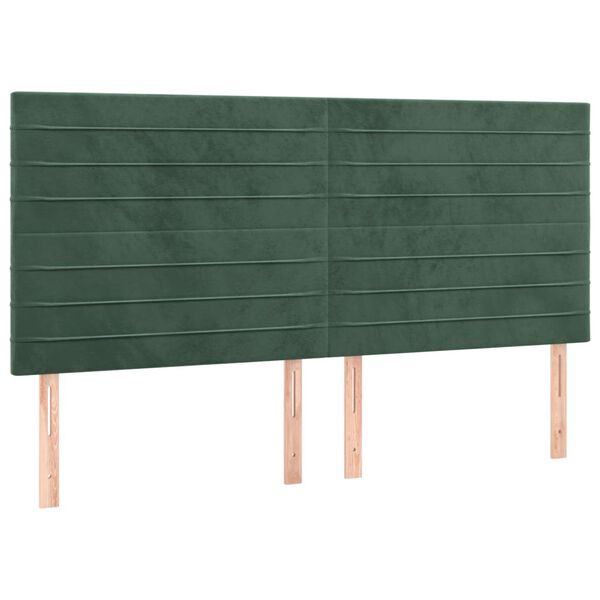 vidaXL T&ecirc;te de lit &agrave; LED Vert fonc&eacute; 200x5x118/128 cm Velours