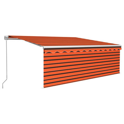 vidaXL Auvent manuel rétractable avec store 4,5x3 m Orange et marron